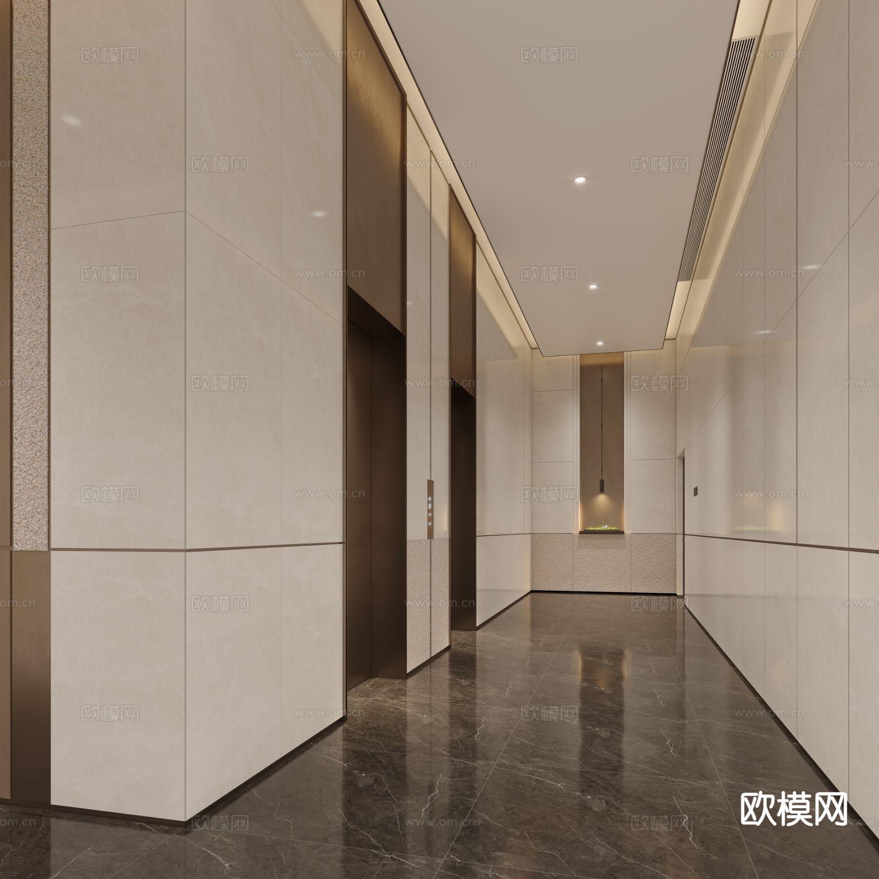现代办公楼 电梯厅3d模型下载