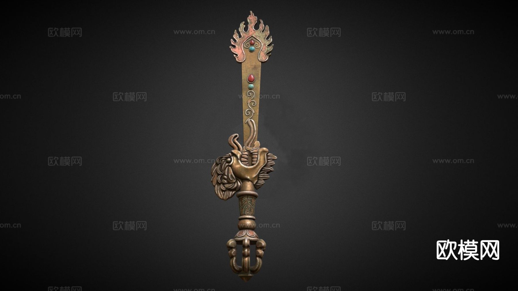 文殊师利剑 游戏道具su模型下载（渲染图2）