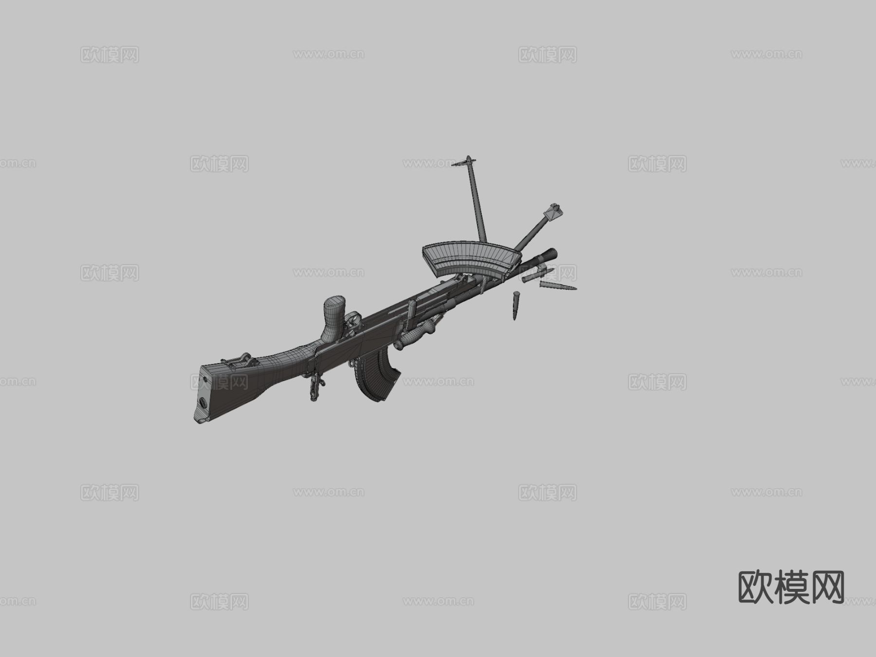 DP-28轻机枪su模型下载（渲染图3）