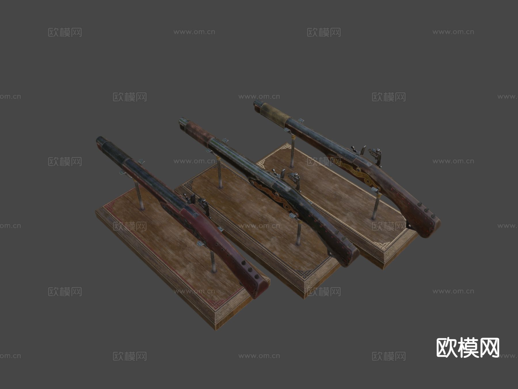 火绳手枪 枪支 枪械su模型下载（渲染图5）