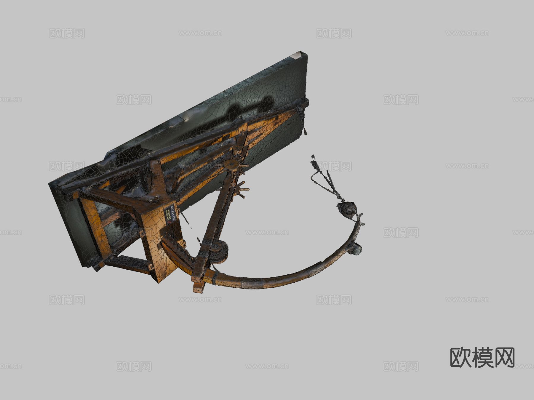 达芬奇弹射器 投石机su模型下载（渲染图1）