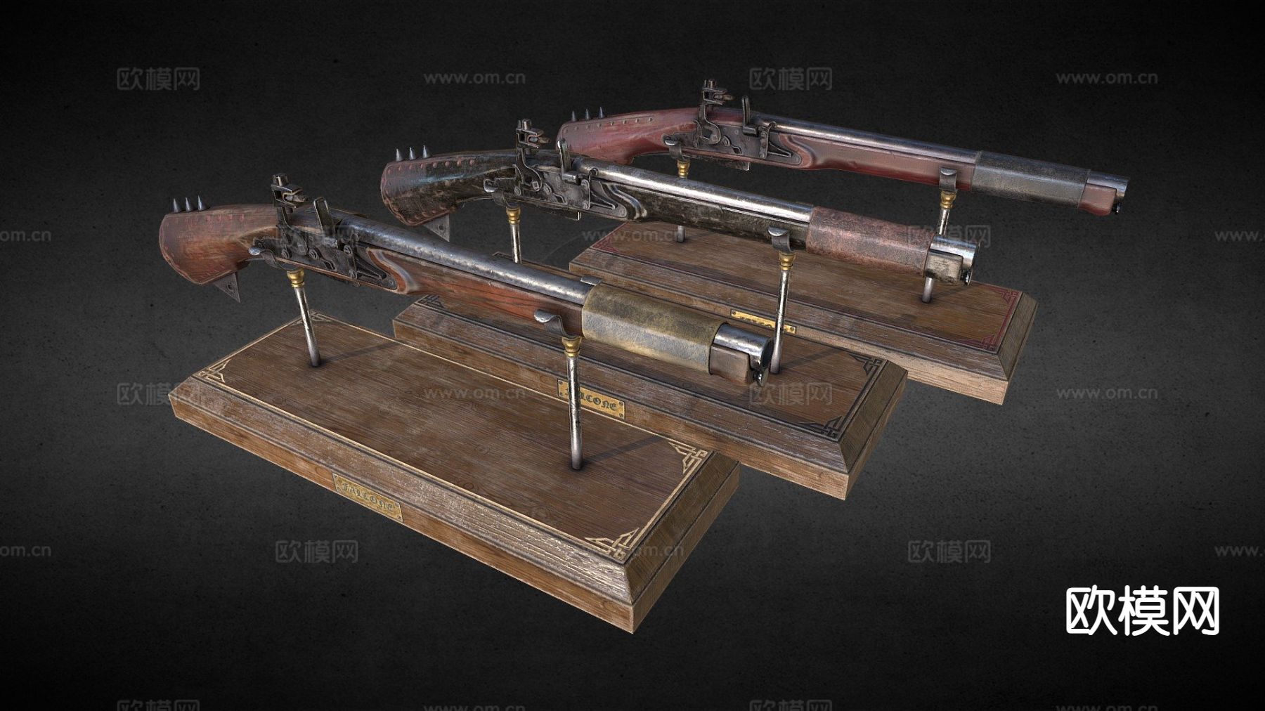 火绳手枪 枪支 枪械su模型下载（渲染图2）