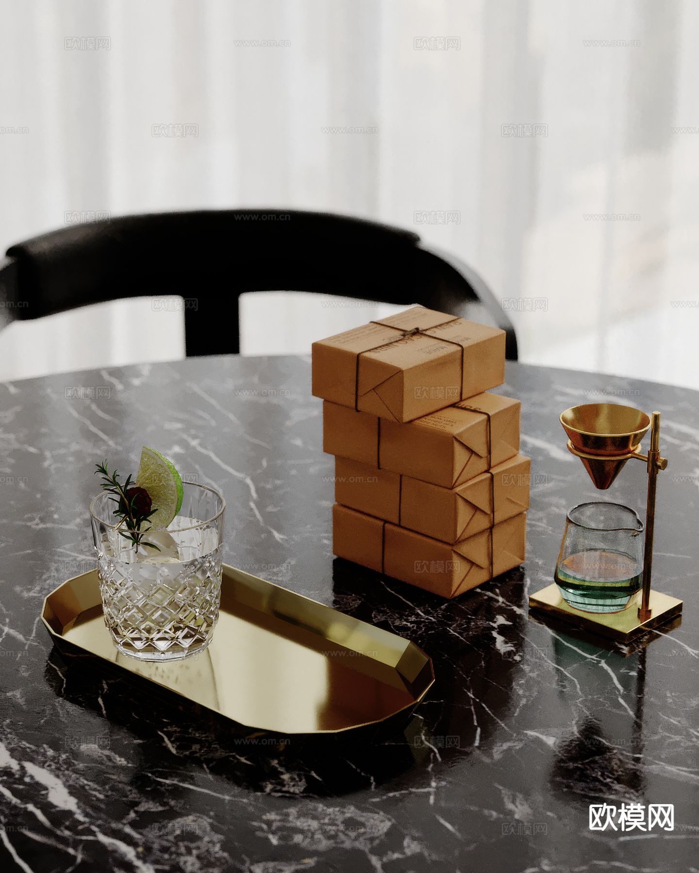 水杯 柠檬水 饮料 漏斗su模型下载（渲染图2）