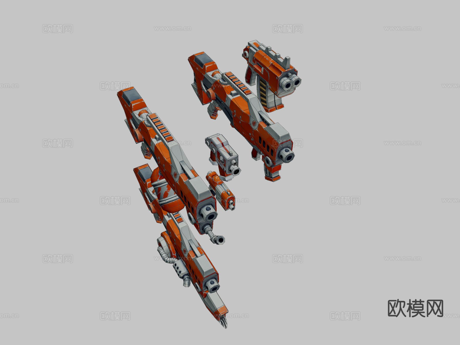 手绘系列枪支套装su模型下载（渲染图1）