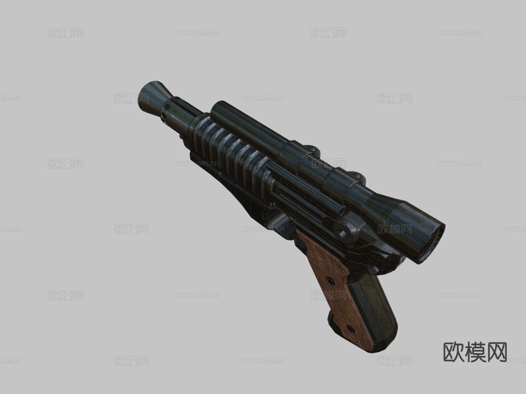 重型爆破手枪 枪支 枪械su模型下载（渲染图1）
