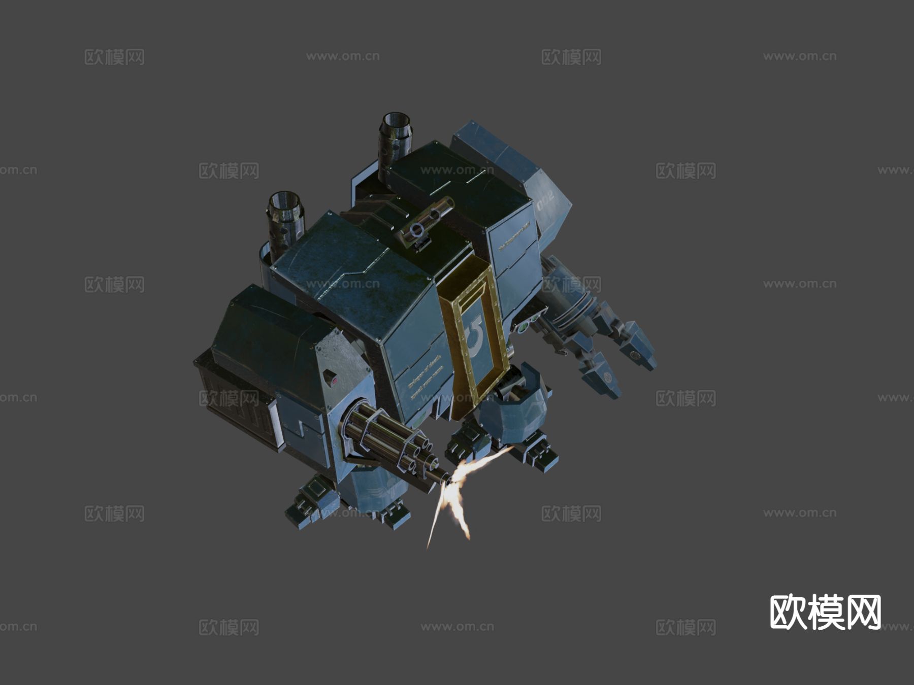 无畏级 步行者机枪 枪支 枪械su模型下载（渲染图4）