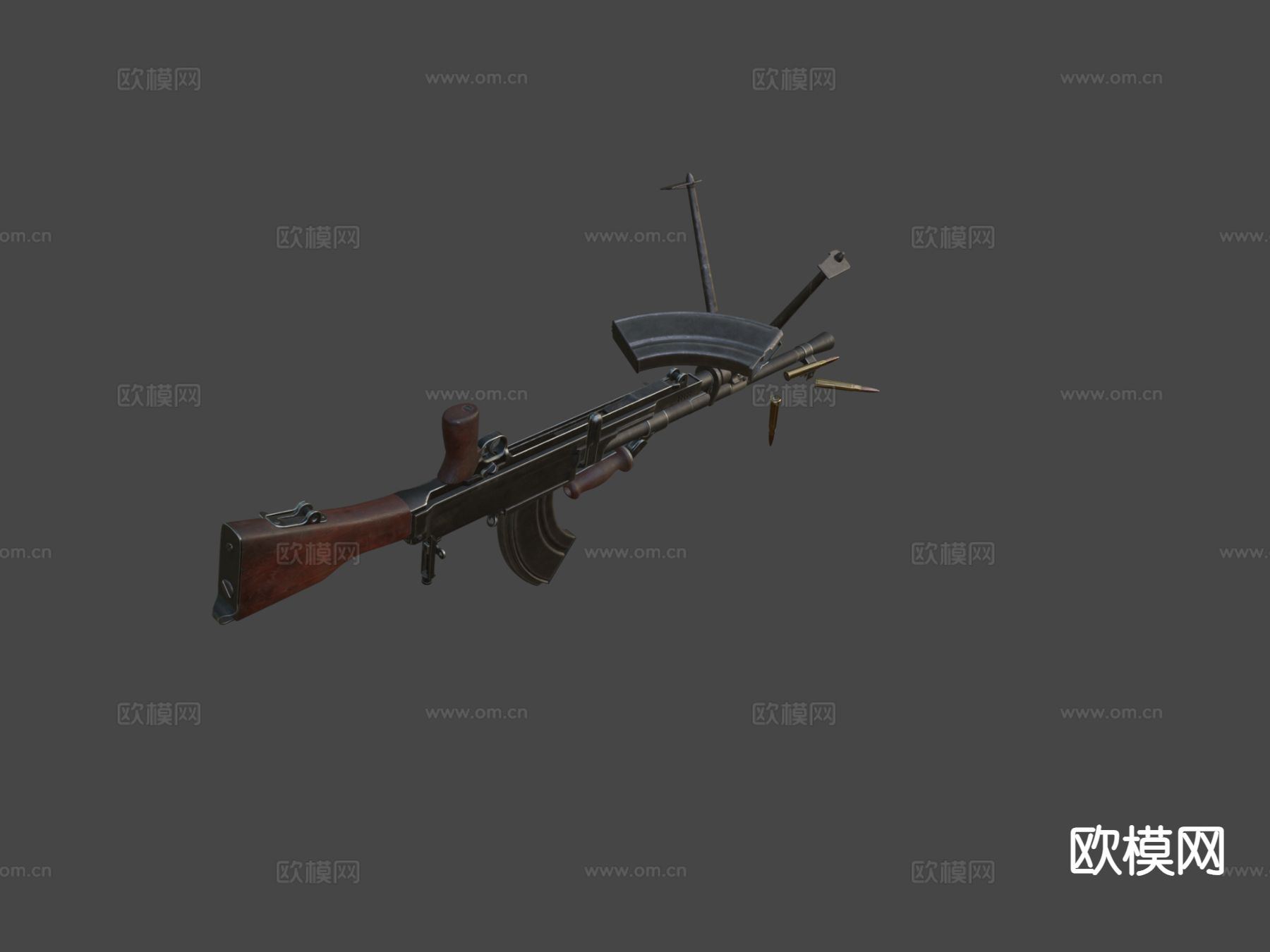 DP-28轻机枪su模型下载（渲染图4）