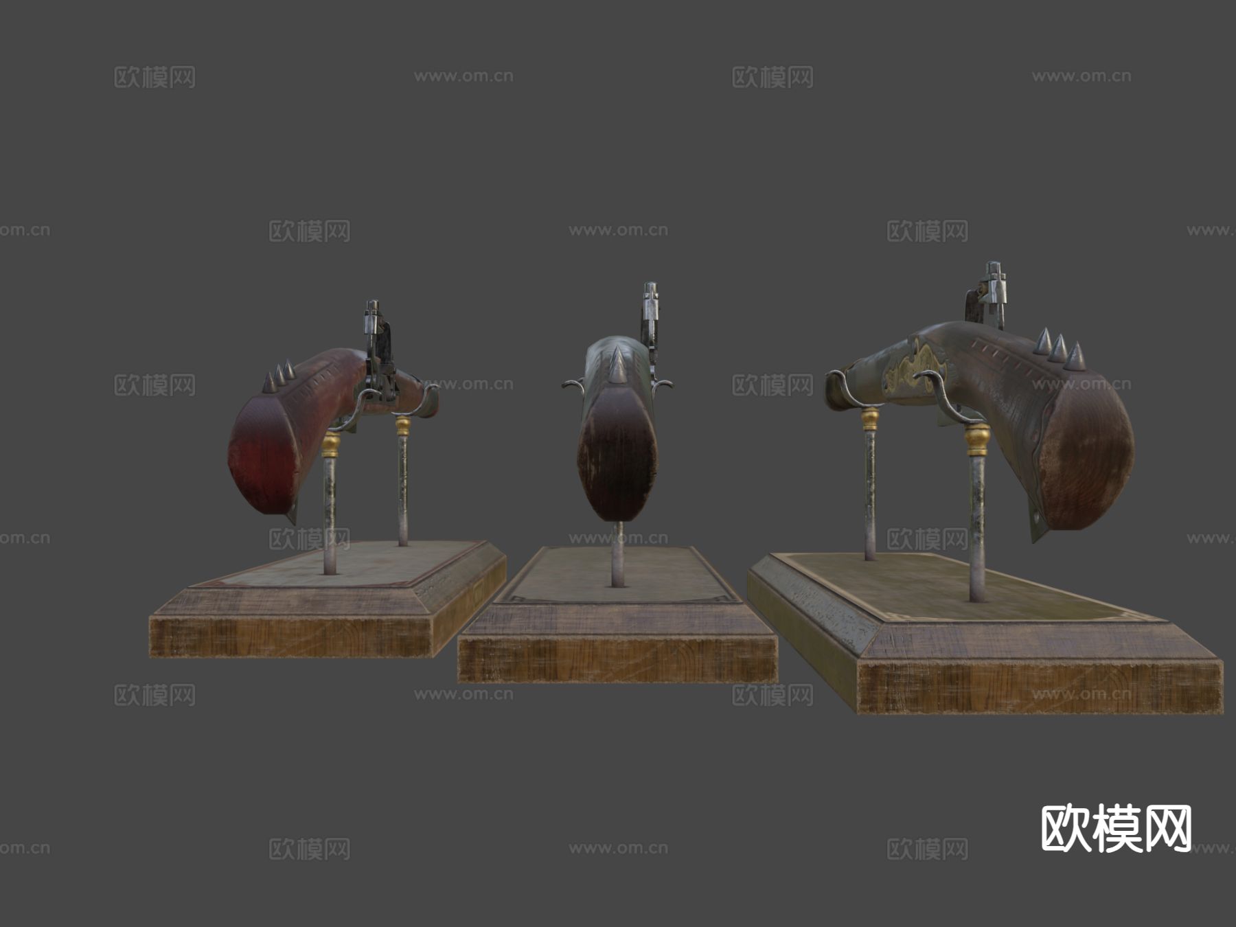 火绳手枪 枪支 枪械su模型下载（渲染图4）