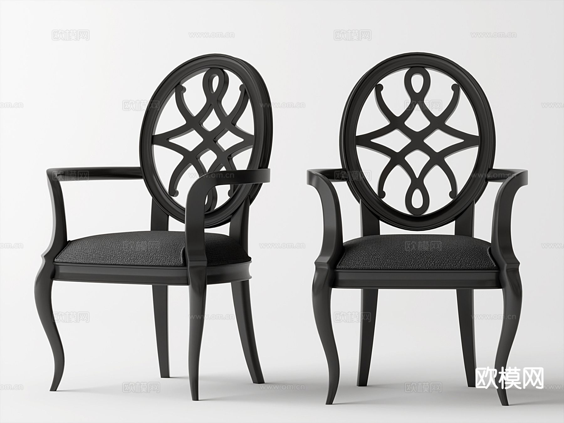 美式单椅 餐椅su模型下载（渲染图2）