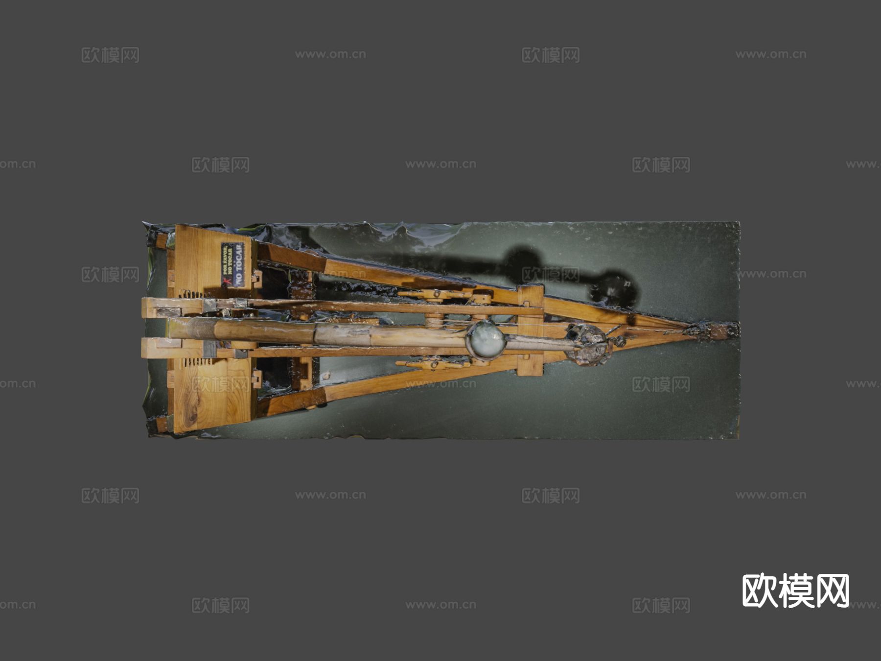 达芬奇弹射器 投石机su模型下载（渲染图6）