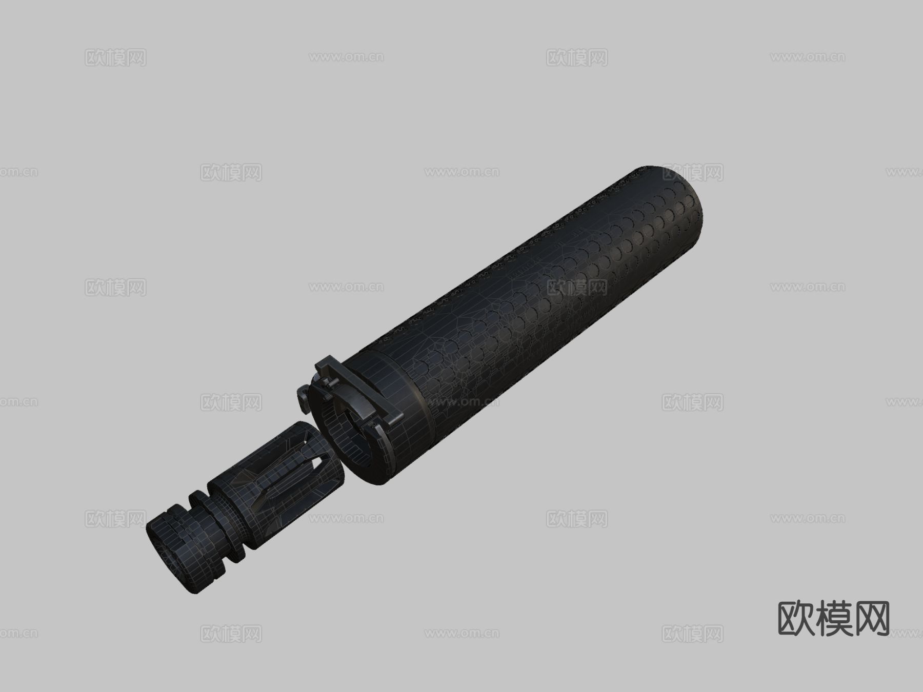 QDSS NT4 消音器 枪支配件su模型下载（渲染图1）