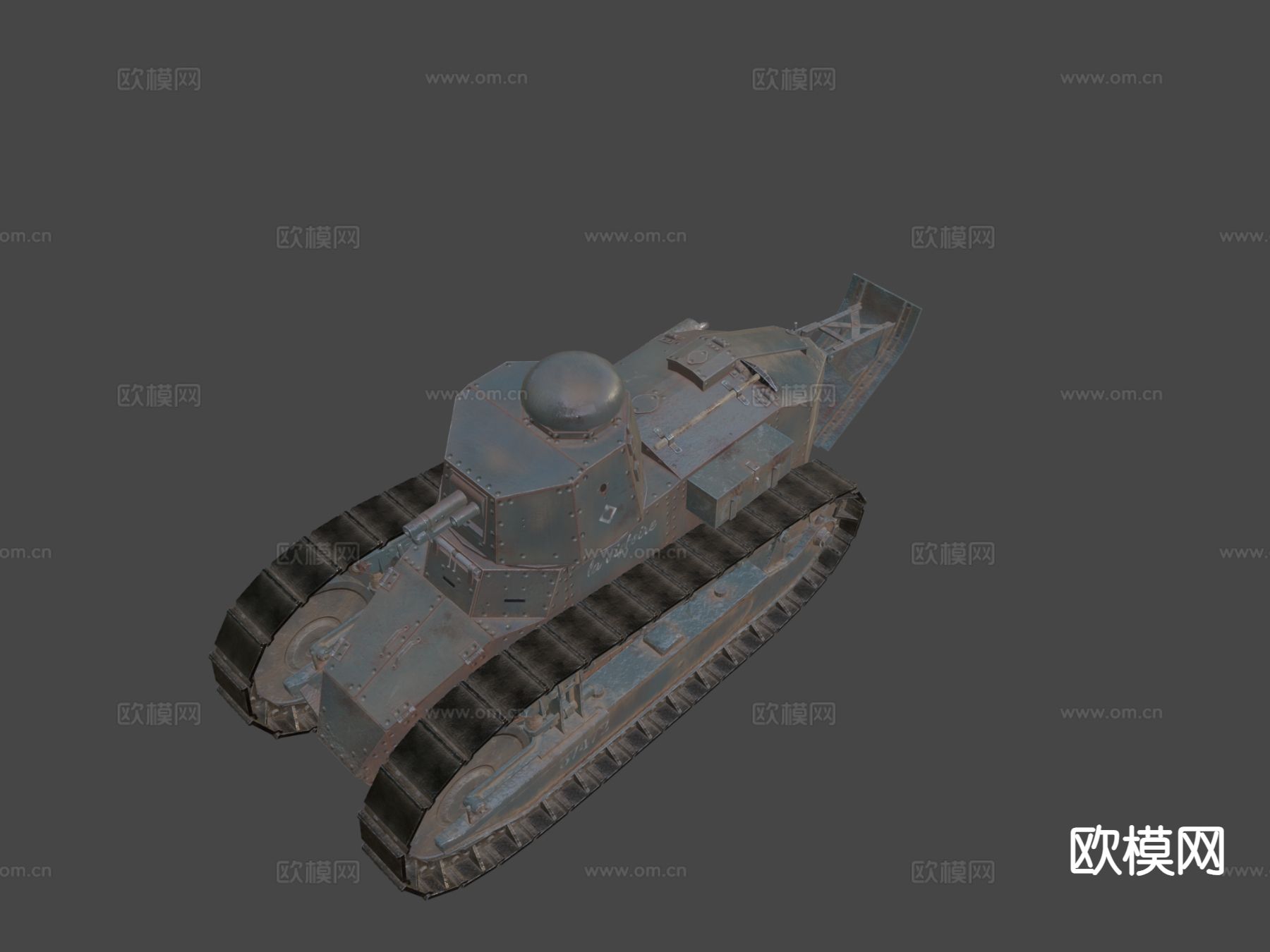 雷诺坦克 履带车 装甲车su模型下载（渲染图4）