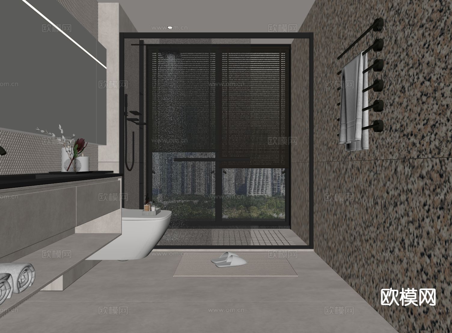 侘寂卫生间 浴室su模型下载（渲染图1）