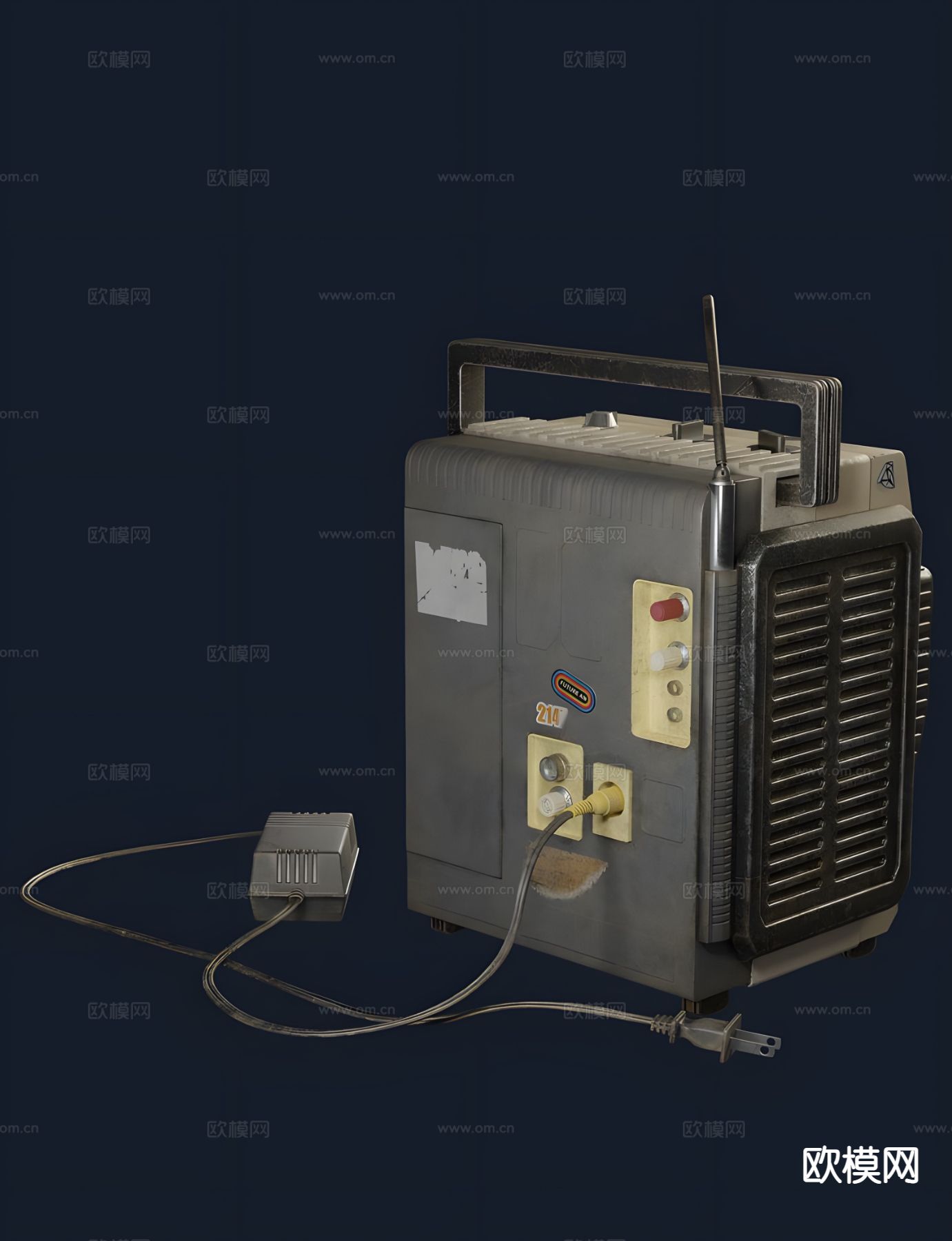 工业风电视3d模型下载（渲染图2）