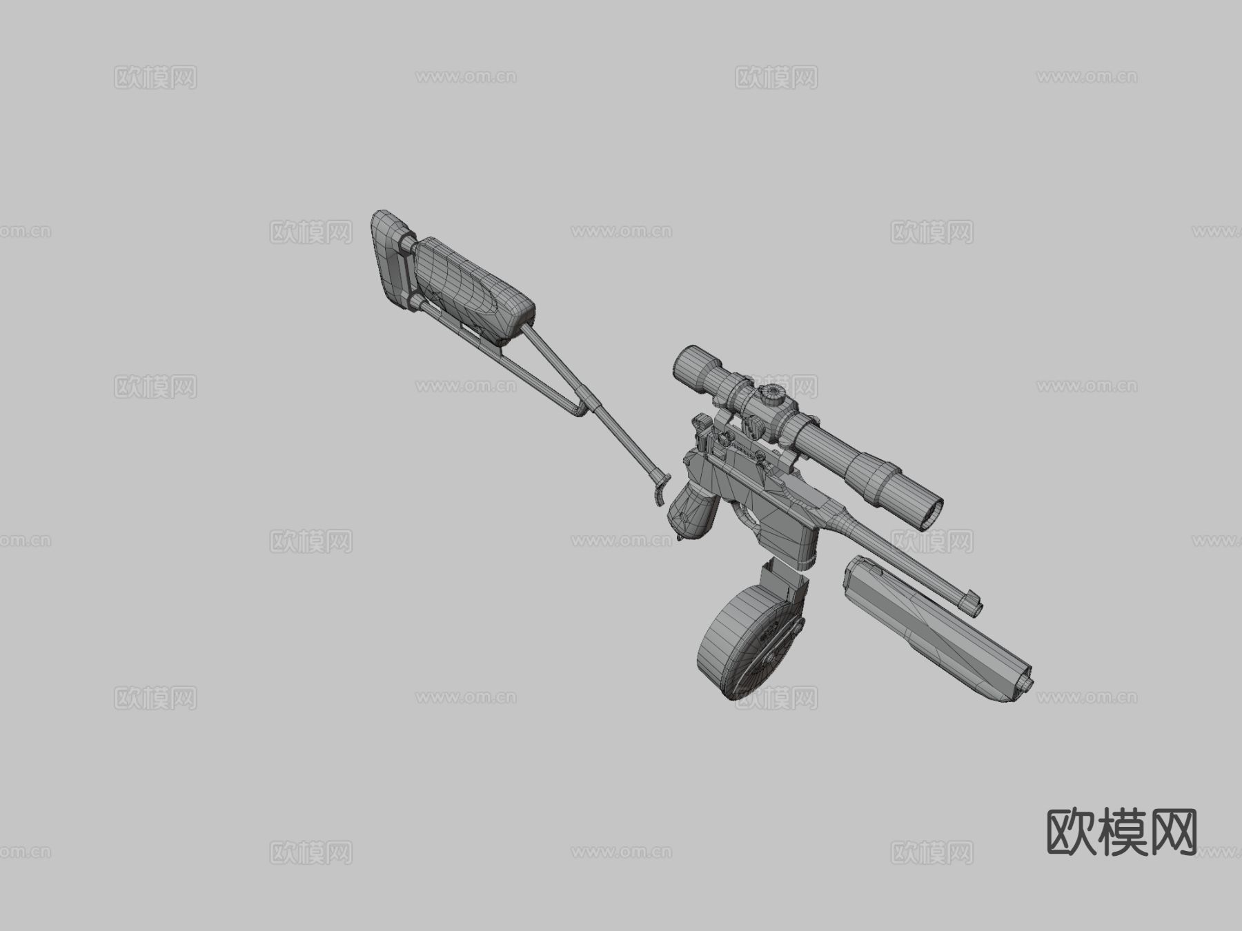 鼓式弹匣枪 枪支 枪械su模型下载（渲染图3）