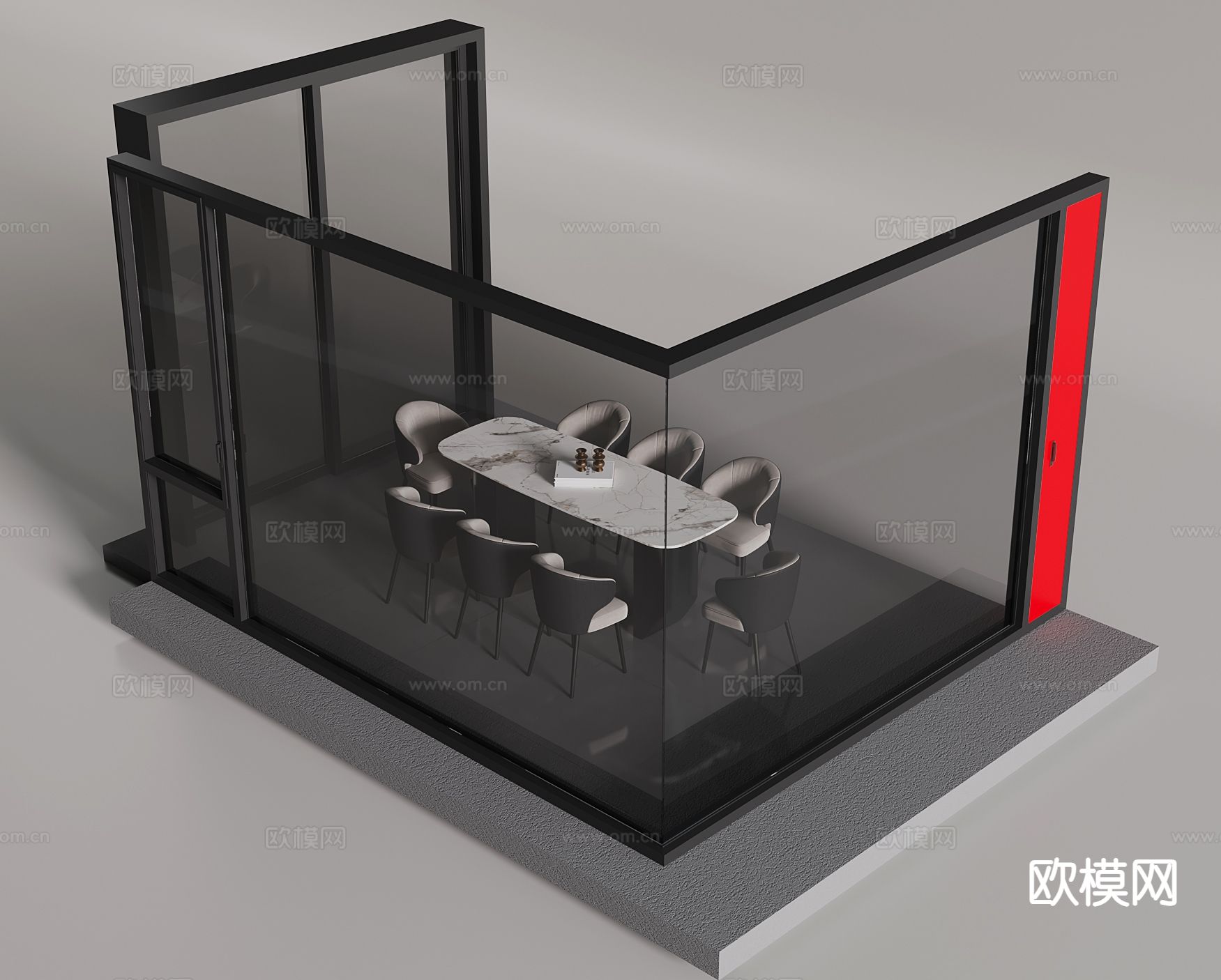 玻璃隔断 推拉门 办公室隔断3d模型