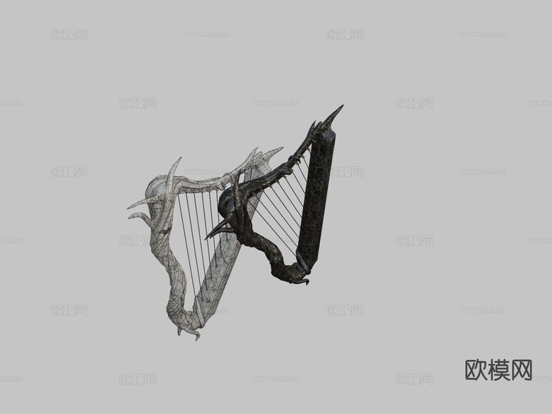 Ebony&Ivory 竖琴 动漫道具su模型下载(渲染图1)