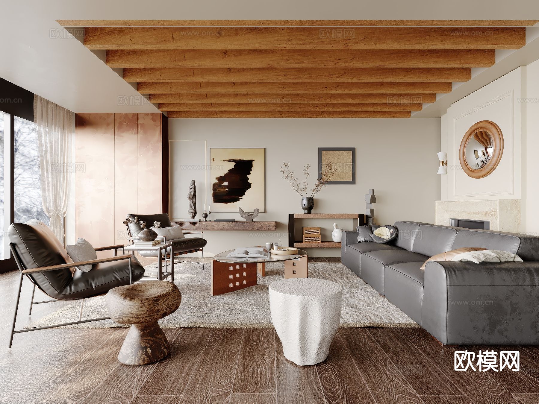 中古风客厅3d模型下载