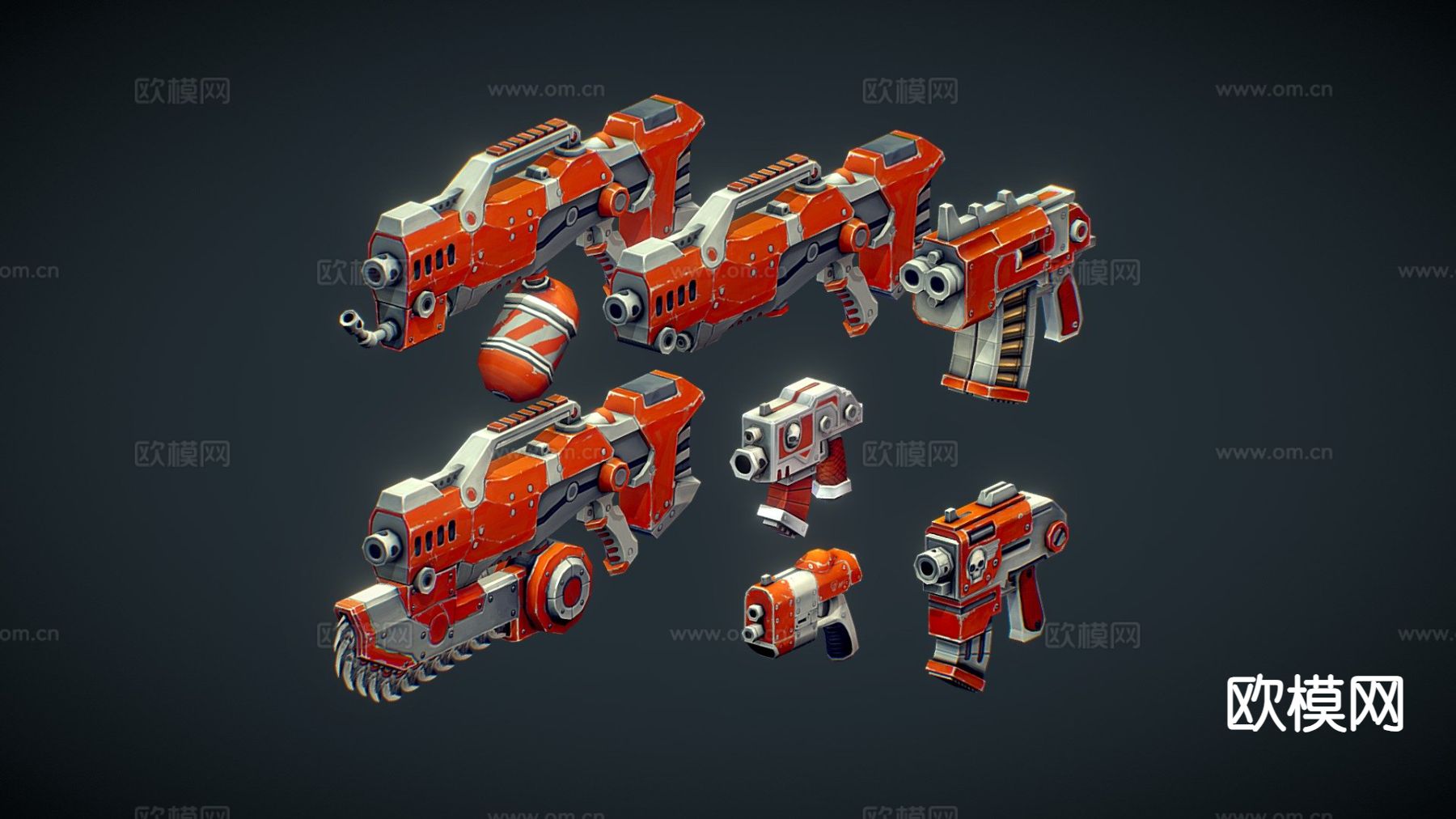 手绘系列枪支套装su模型下载（渲染图2）