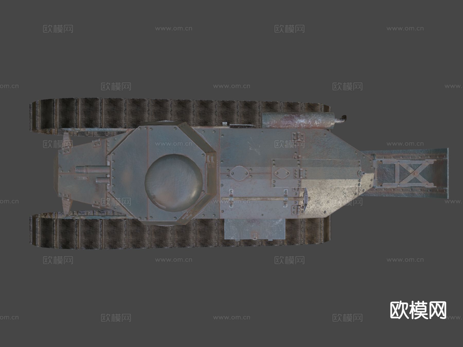 雷诺坦克 履带车 装甲车su模型下载（渲染图6）