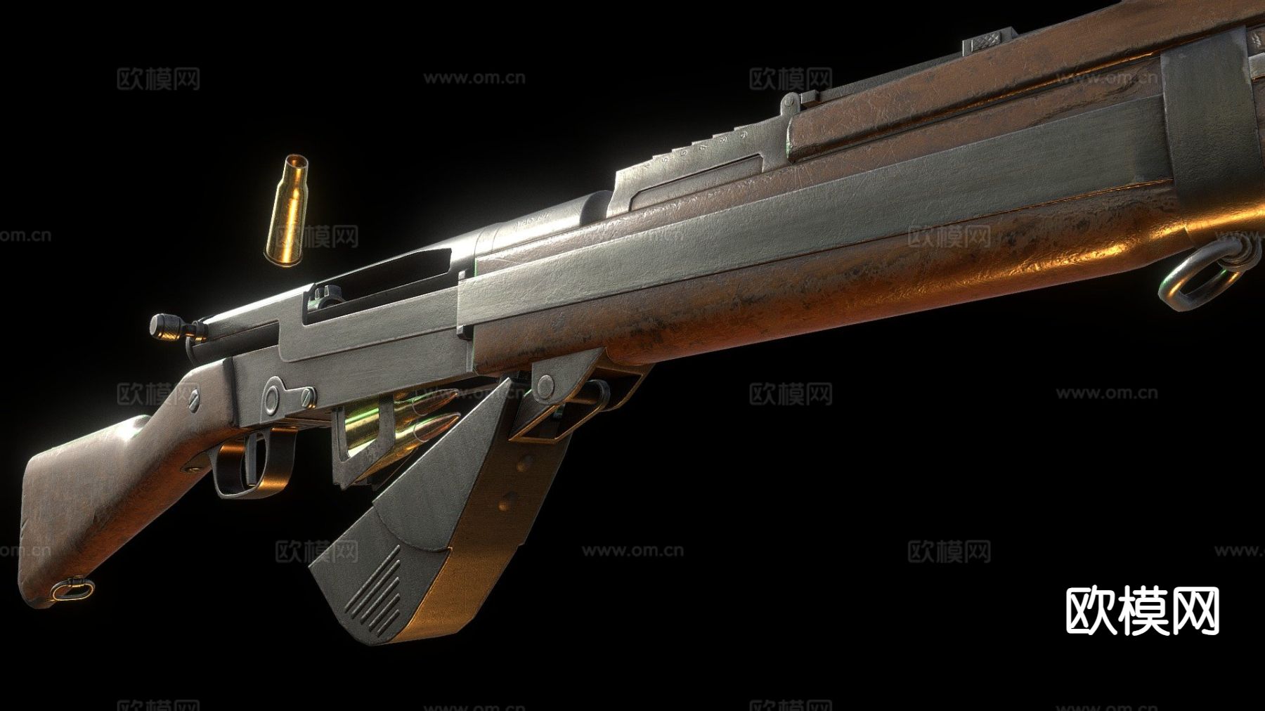 M1917 半自动步枪 枪支 枪械su模型下载（渲染图2）