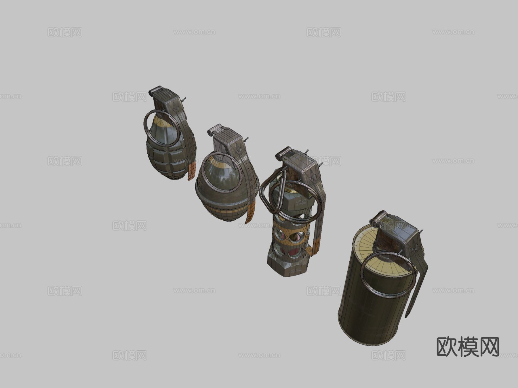 手榴弹 炸弹 武器su模型下载（渲染图1）