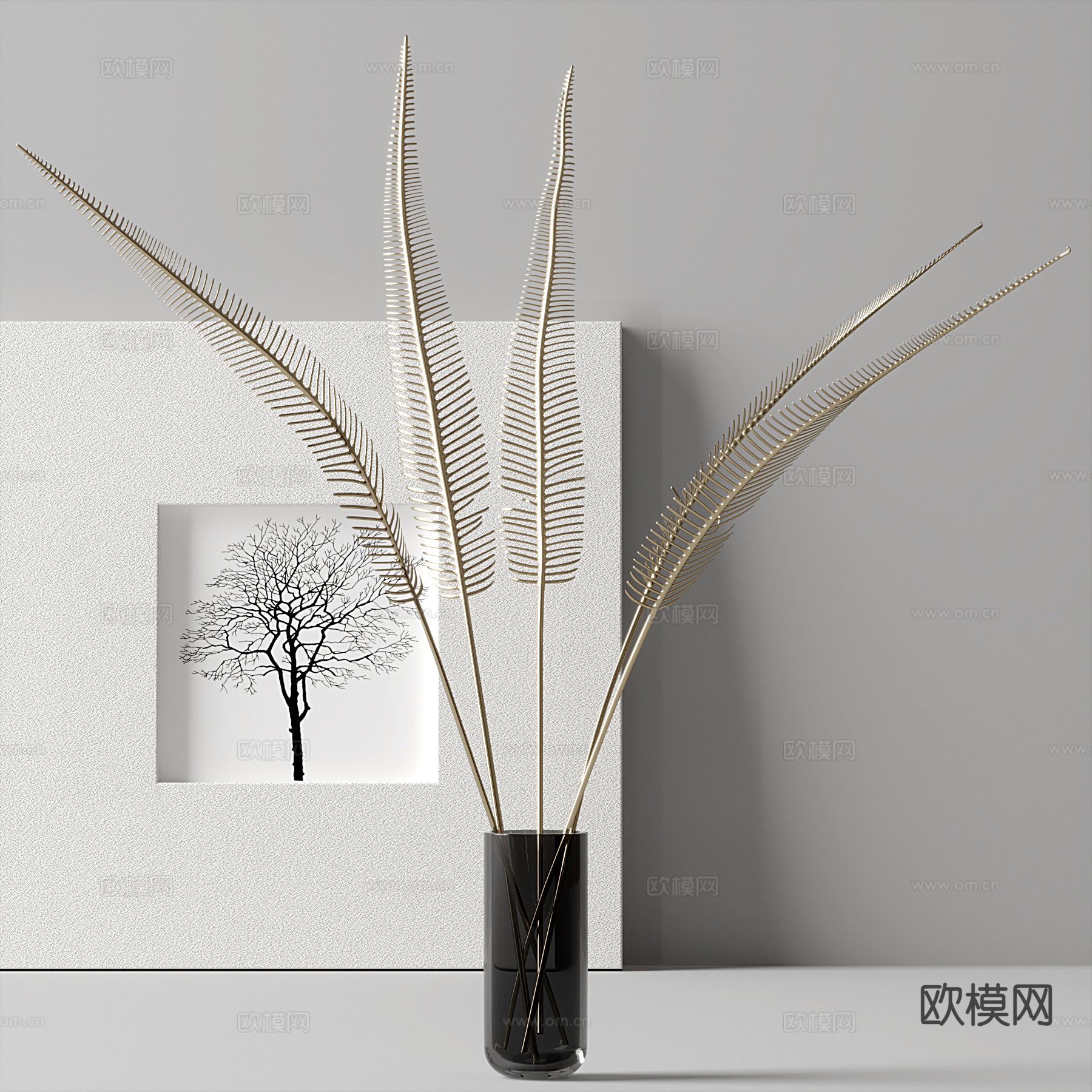 现代花瓶 花卉 花艺摆件3d模型