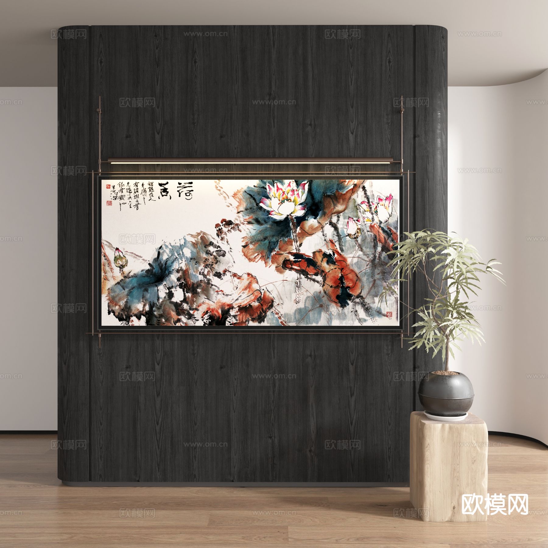 中式水墨画 字画 装饰画su模型下载（渲染图2）