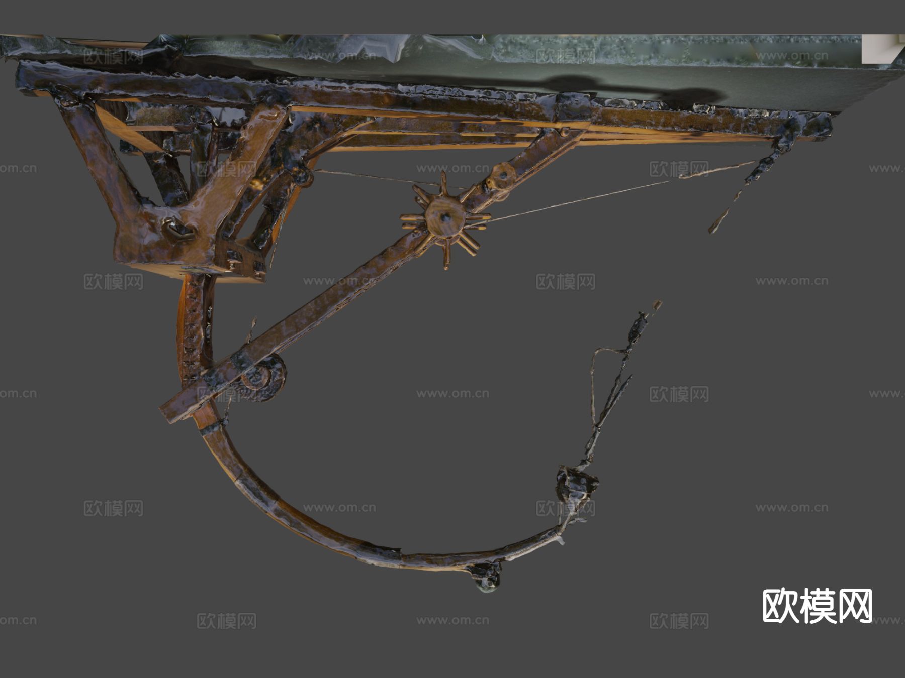 达芬奇弹射器 投石机su模型下载（渲染图4）