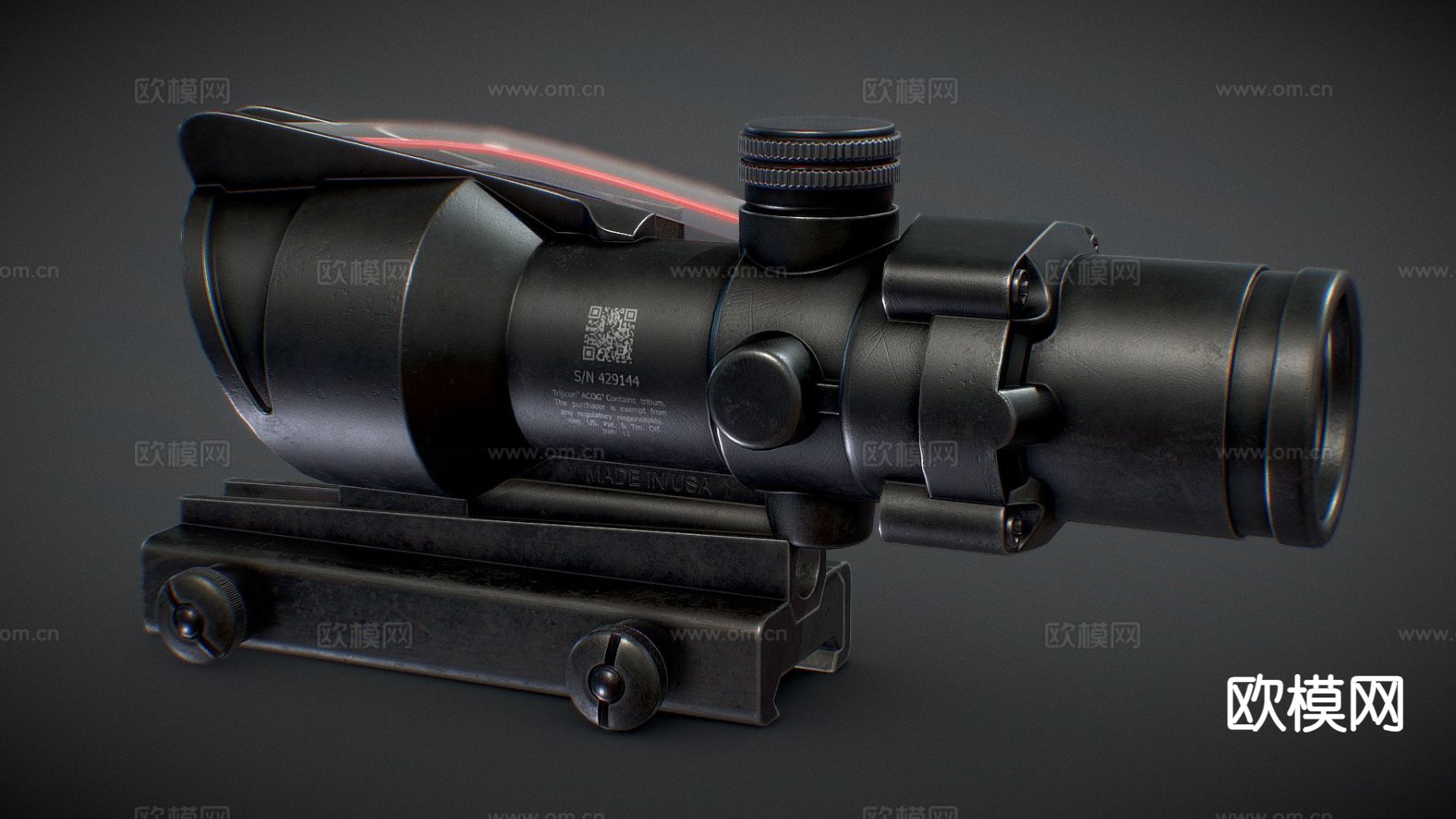 ACOGx4X32倍镜su模型下载（渲染图2）