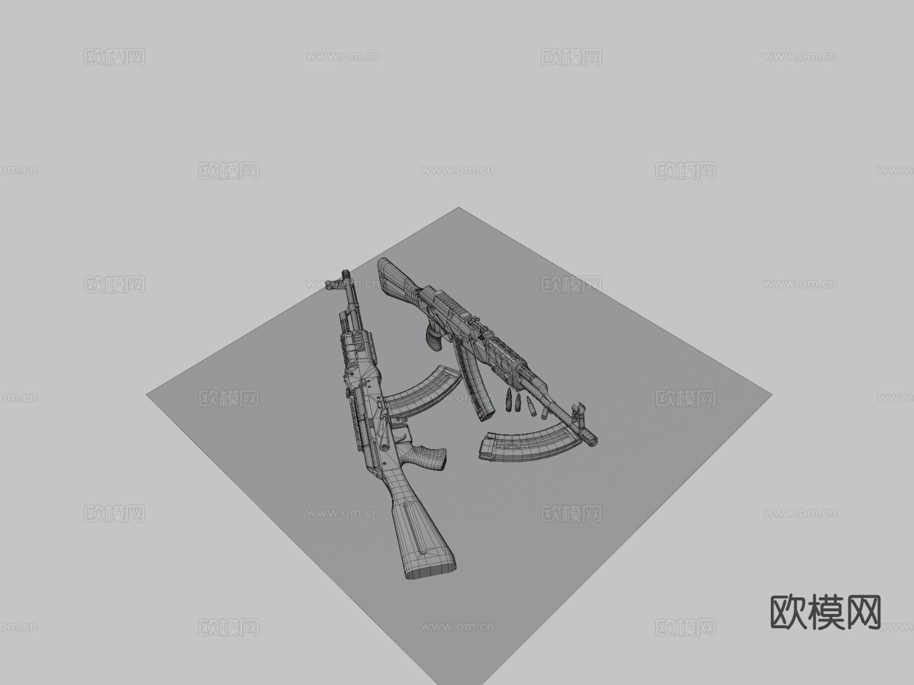 AKM 改装突击步枪 枪支 枪械su模型下载（渲染图3）