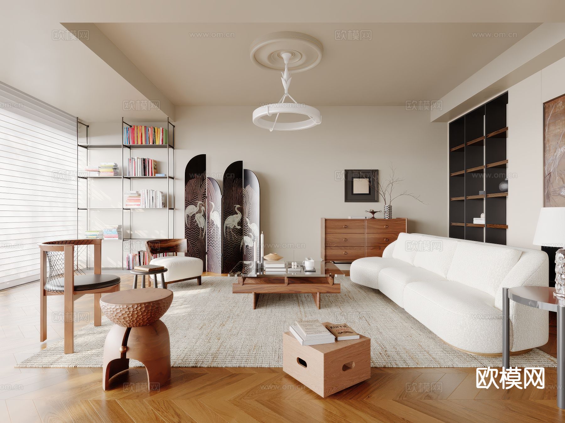 中古风客厅3d模型下载