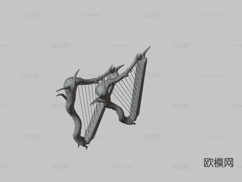 Ebony&Ivory 竖琴 动漫道具su模型下载(渲染图3)