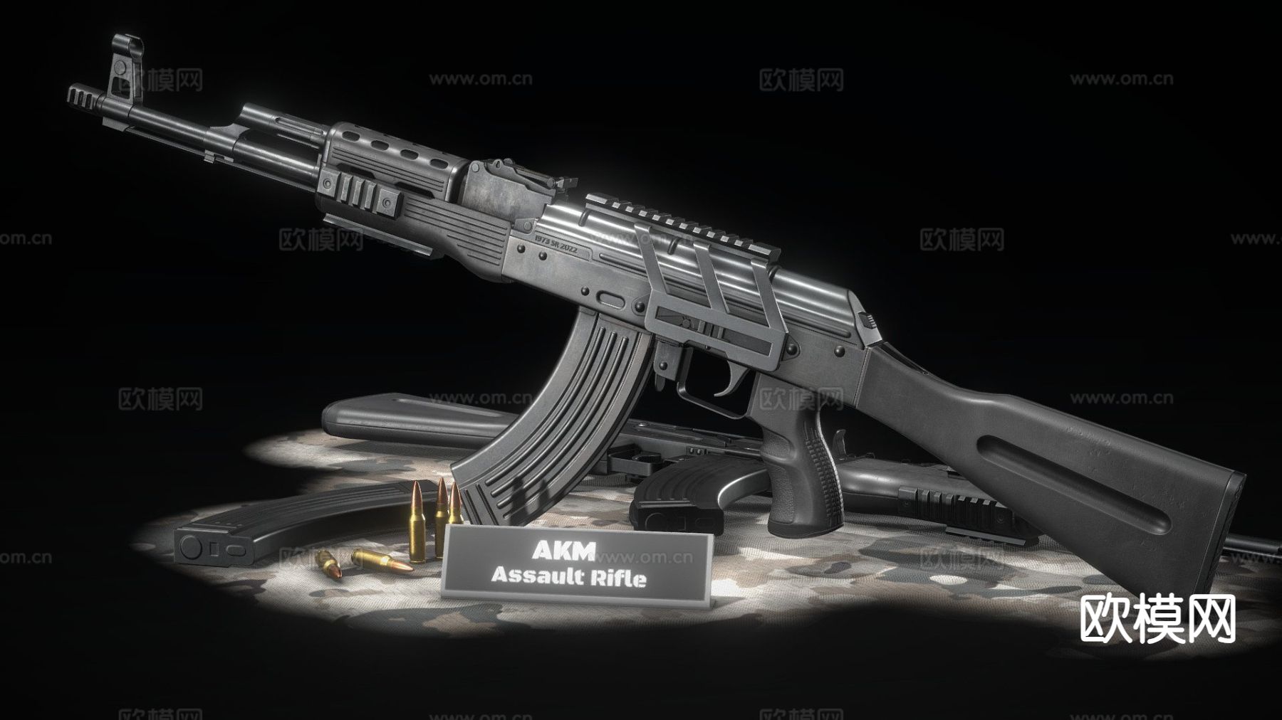 AKM 改装突击步枪 枪支 枪械su模型下载（渲染图2）