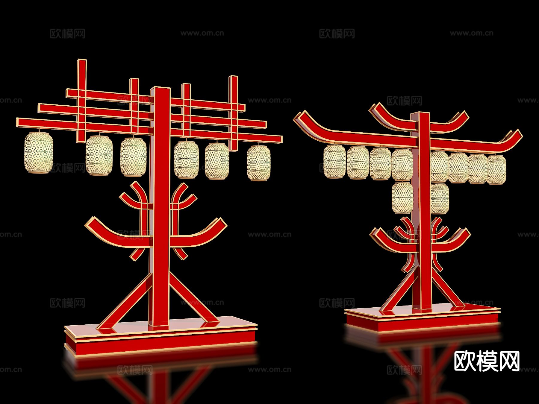 新中式美陈 国风舞台 演绎舞台 打卡装置3d模型