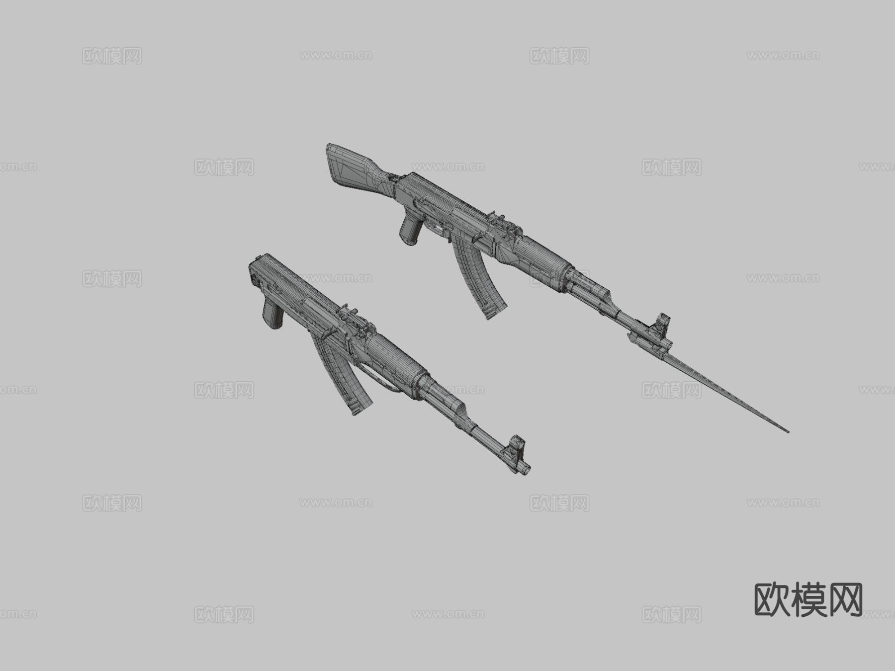 AK47 步枪 枪支 枪械su模型下载（渲染图3）