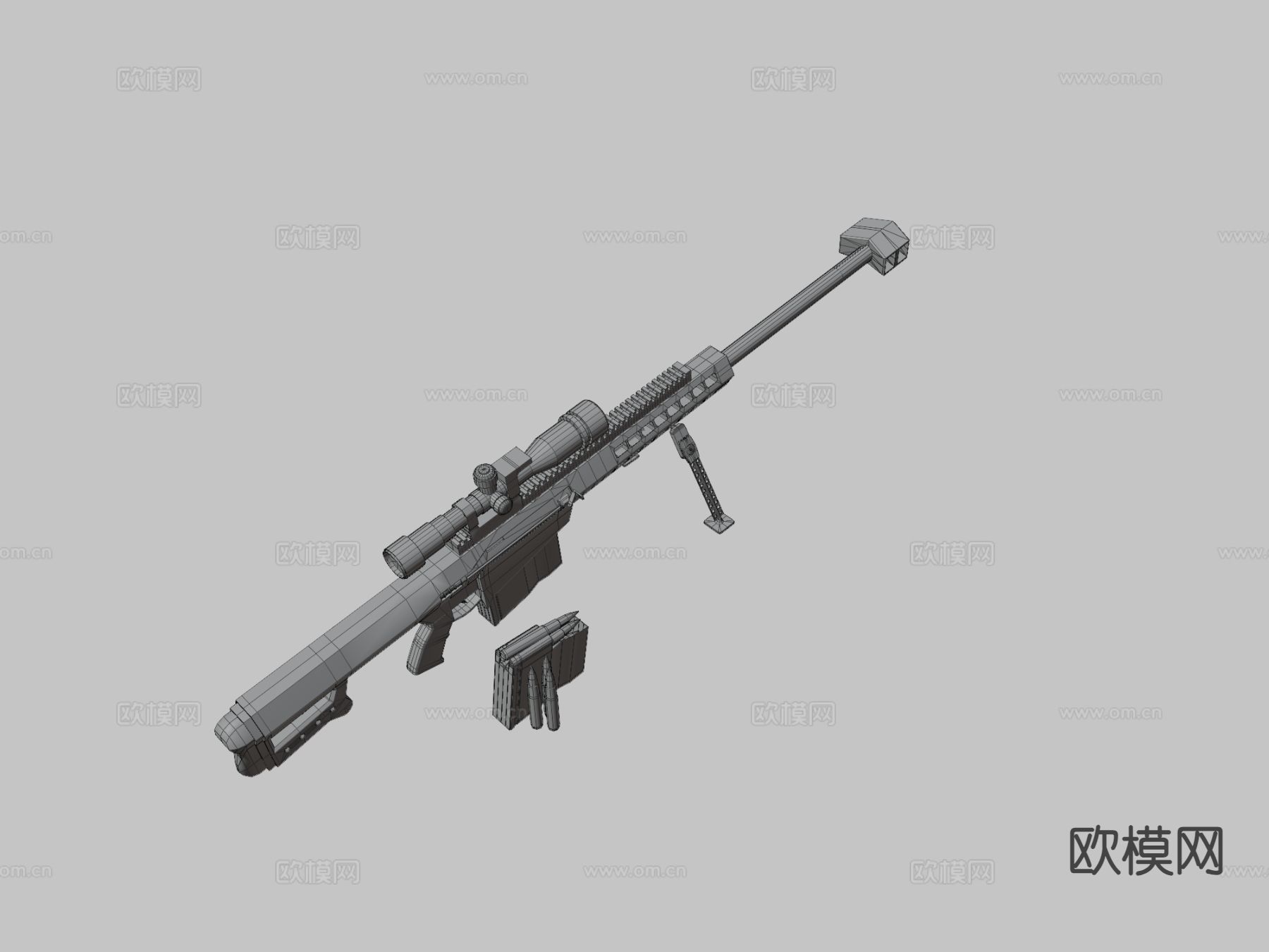 M82 50. 狙击步枪 枪支 枪械su模型下载（渲染图3）