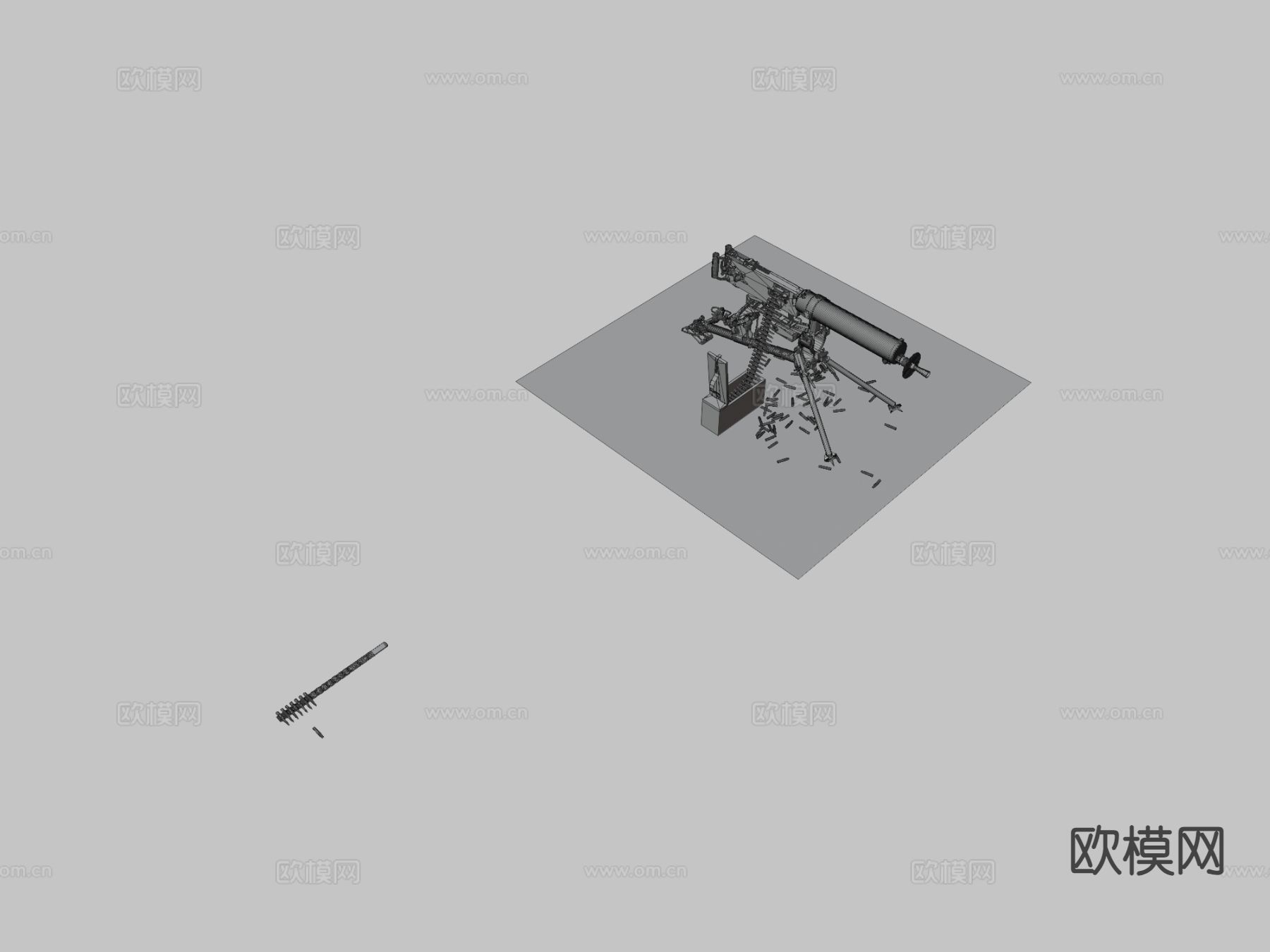 马克沁机枪 枪支 枪械su模型下载（渲染图3）