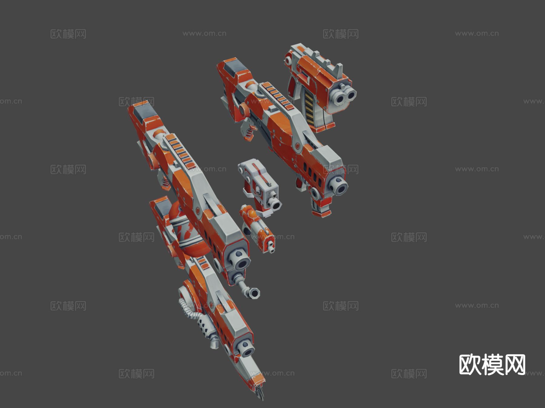手绘系列枪支套装su模型下载（渲染图4）