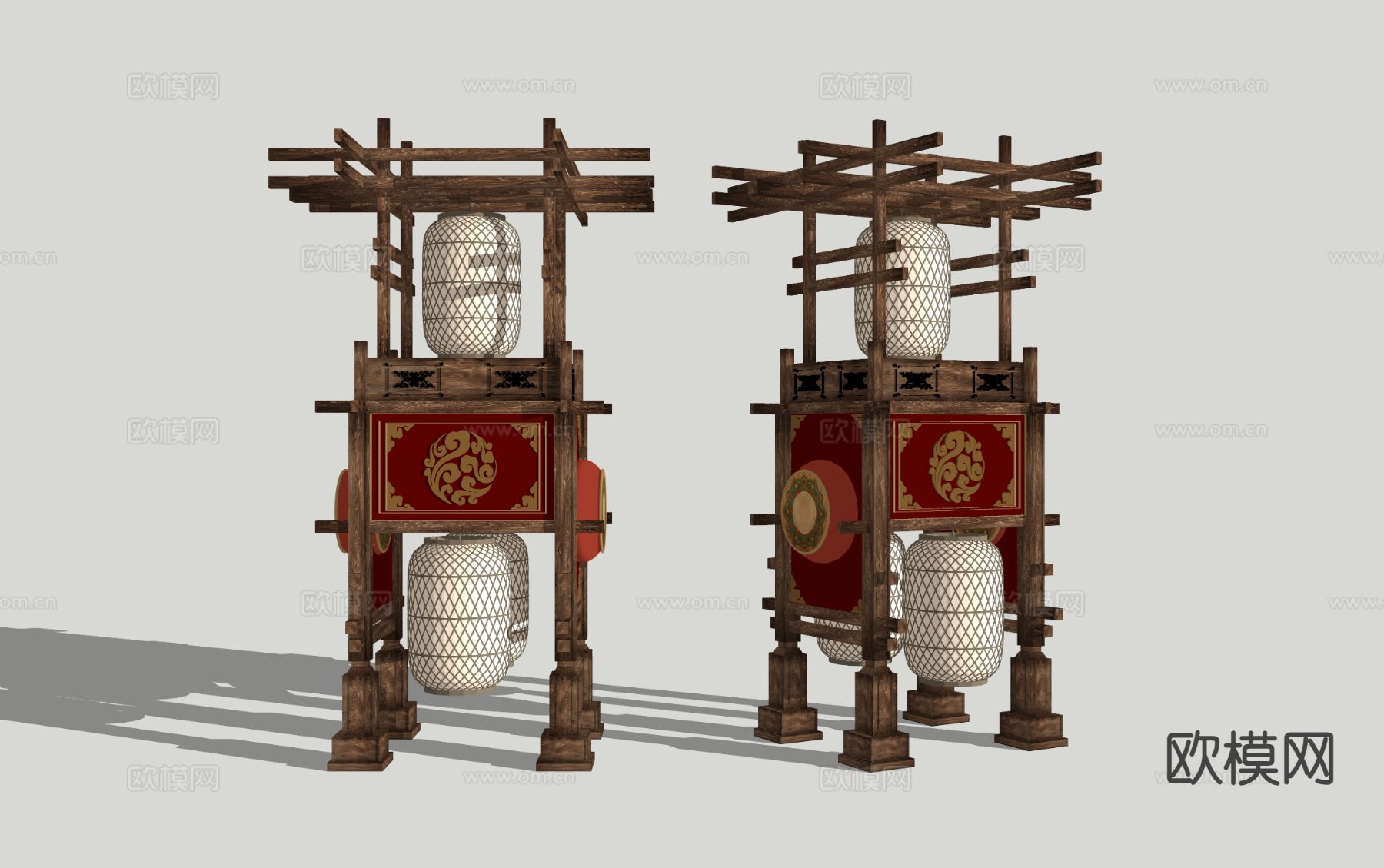 新中式影视道具 灯笼 美陈su模型下载（渲染图1）