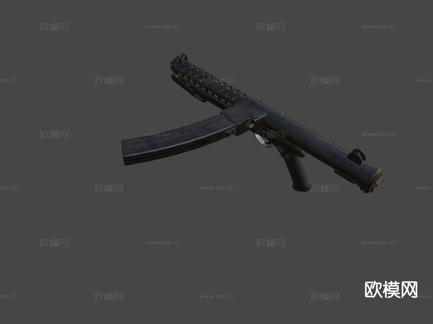 L2A3斯特林冲锋枪su模型下载（渲染图7）