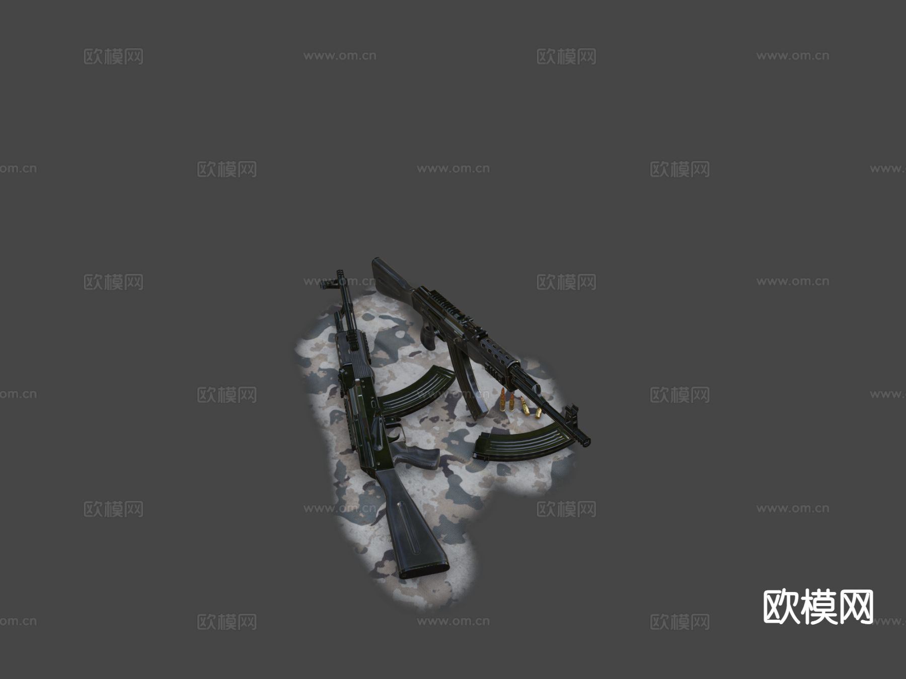 AKM 改装突击步枪 枪支 枪械su模型下载（渲染图6）
