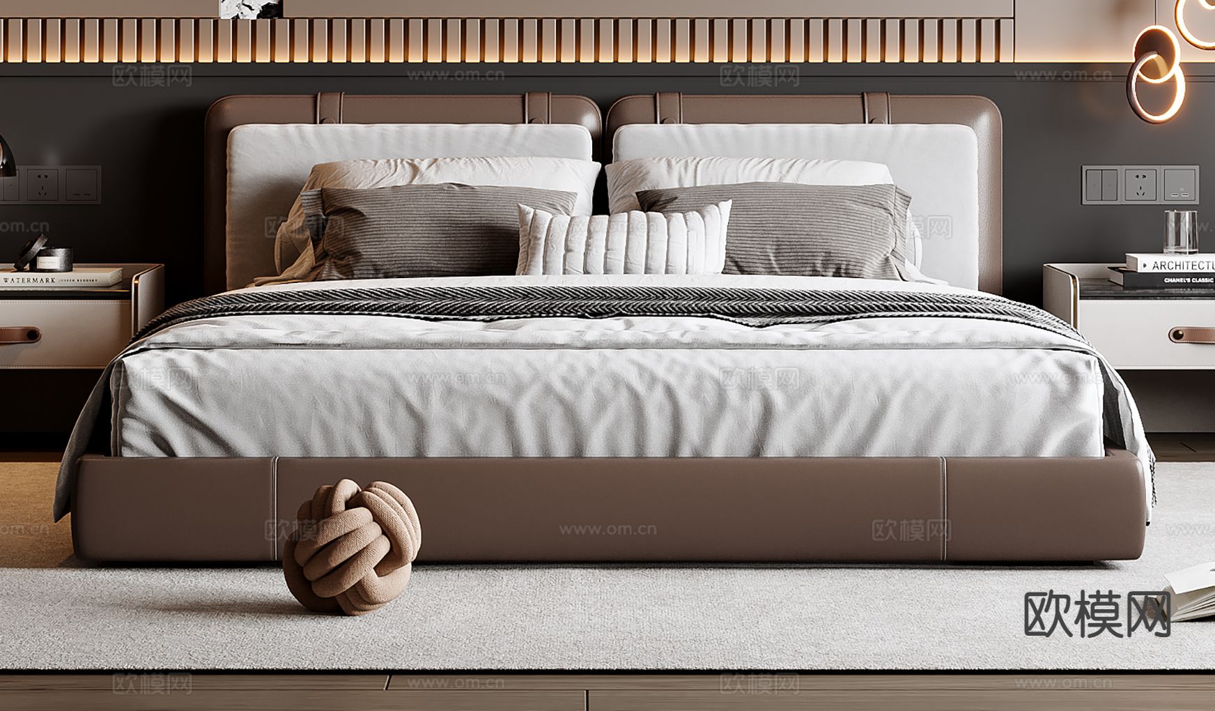 意式双人床3d模型下载