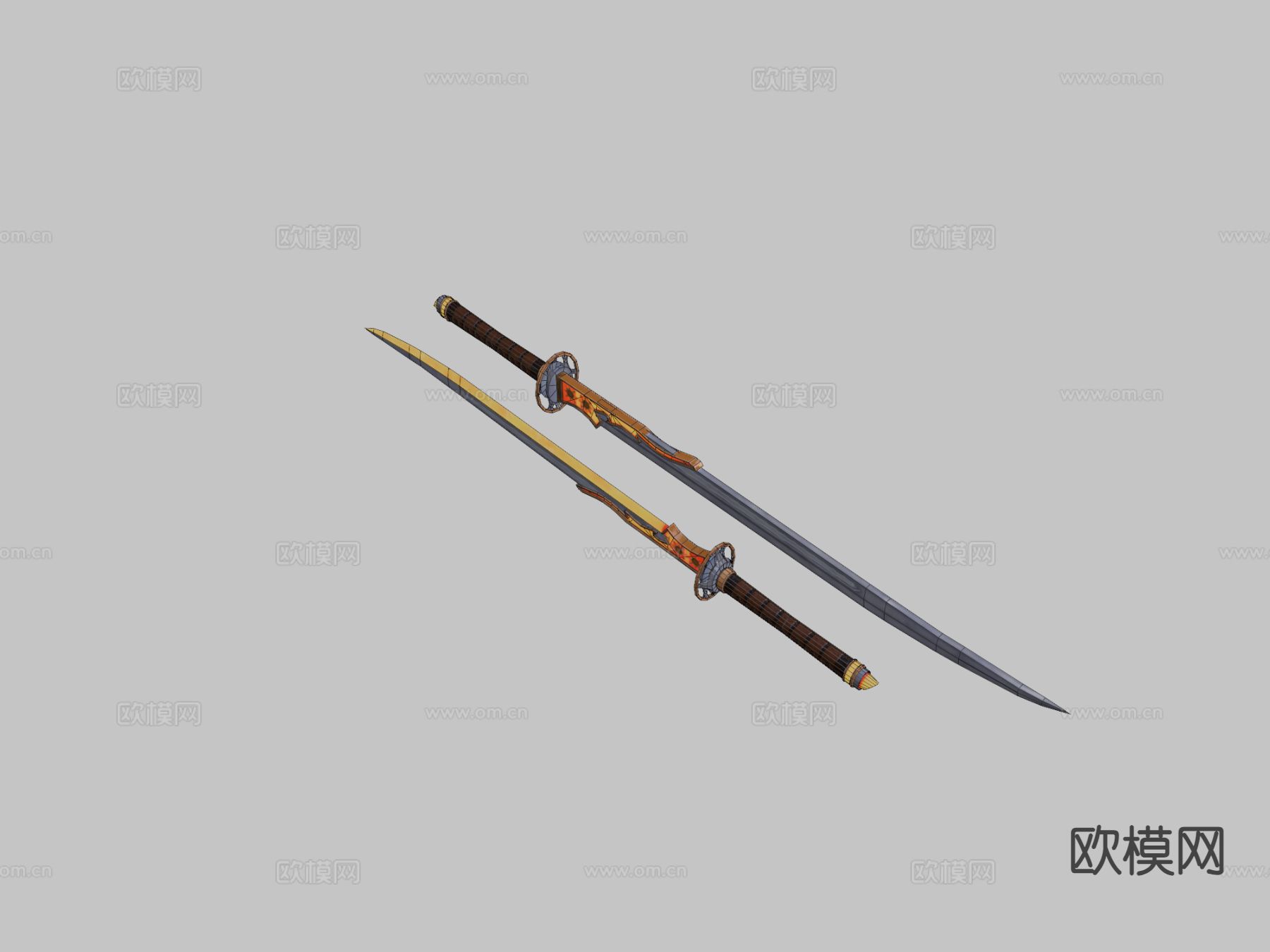 日出武士刀su模型下载（渲染图1）