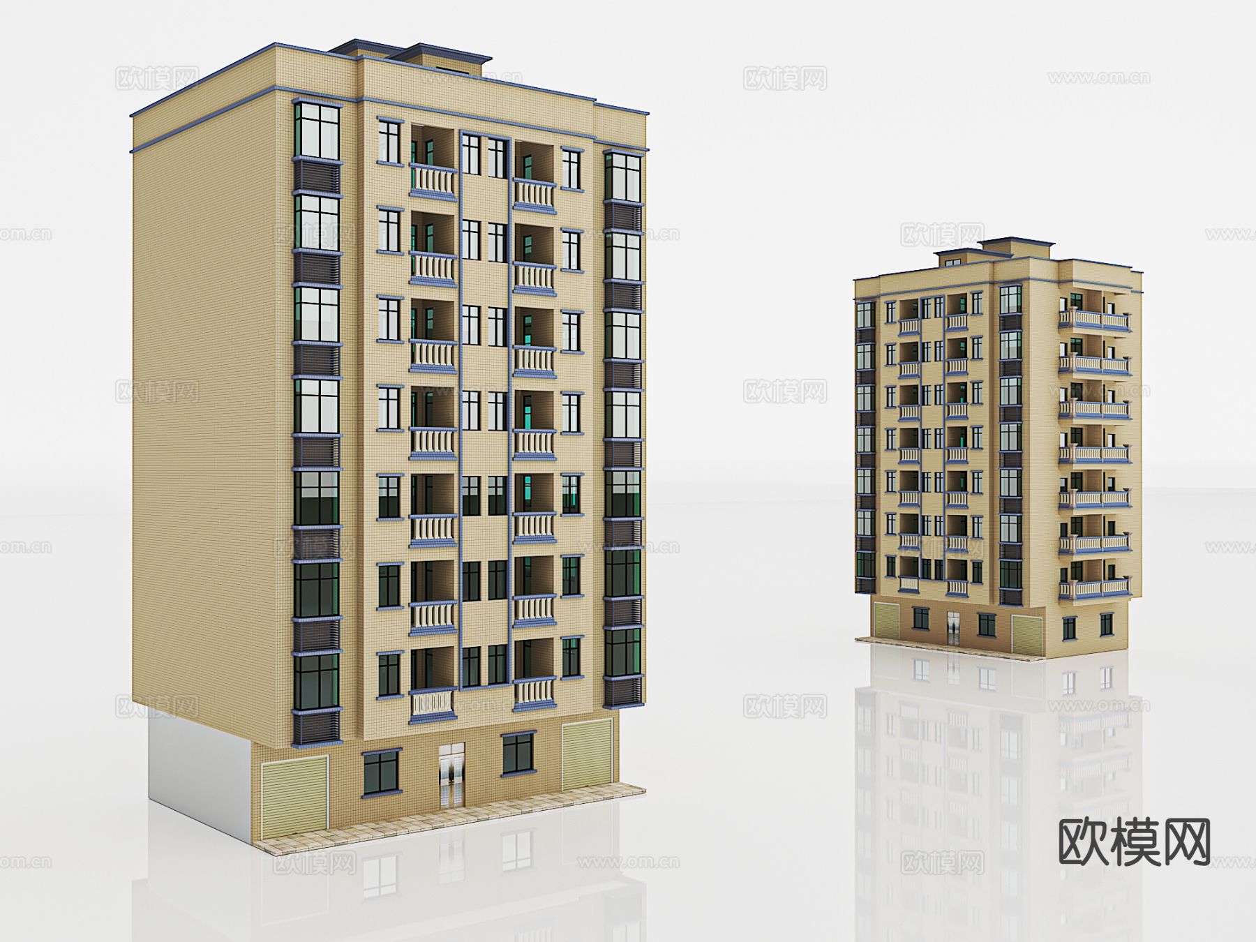 现代住宅楼构件3d模型