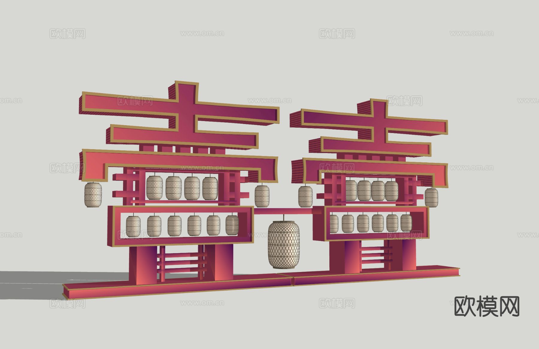 中式美陈 国风舞台 演绎舞台 打卡装置3d模型