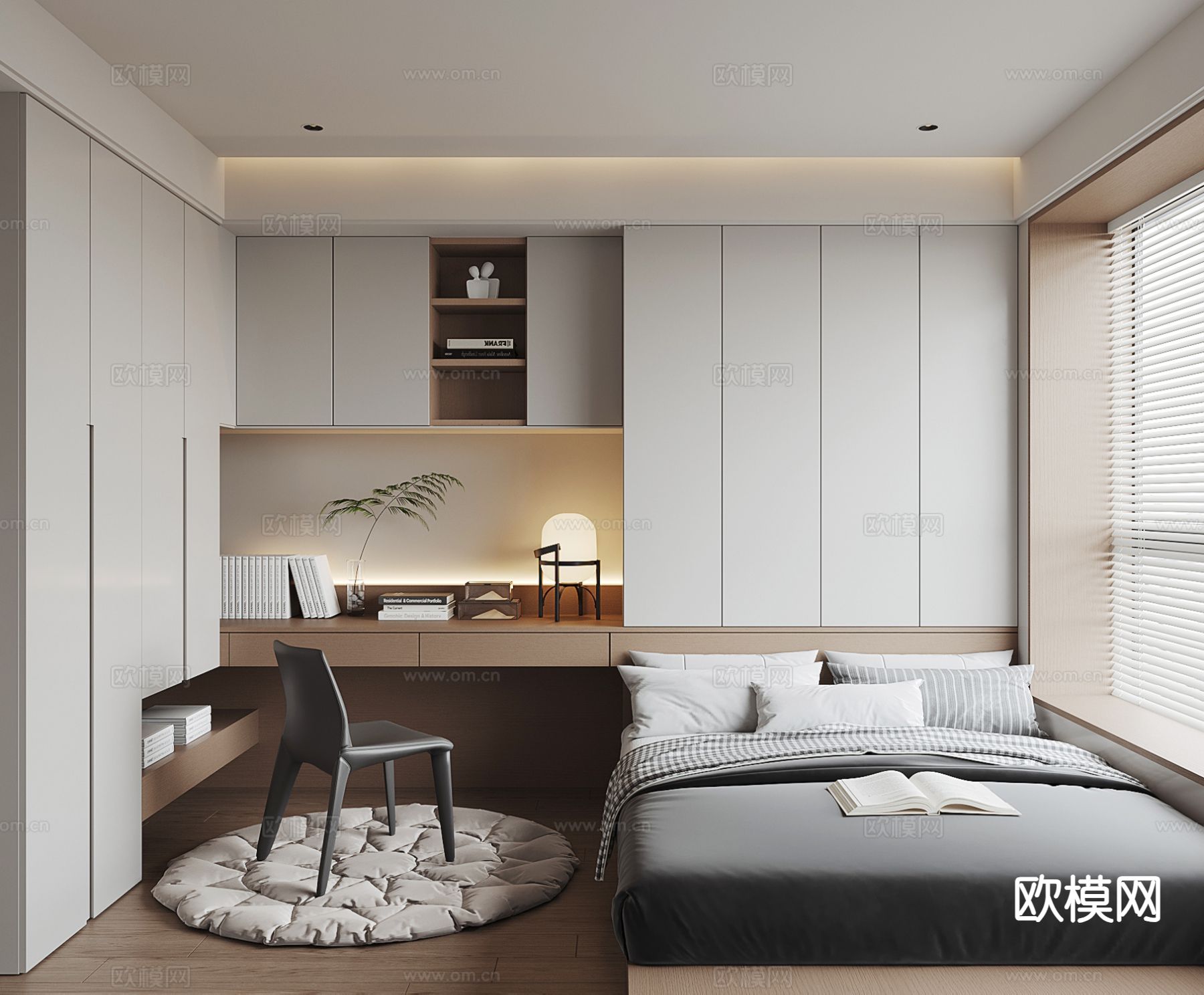 现代榻榻米卧室3d模型下载