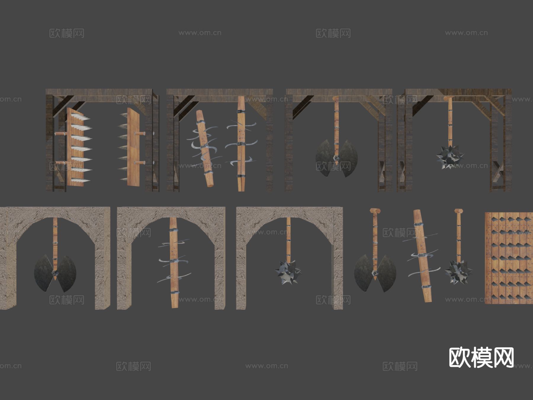 流星锤 斧头 大锤 武器su模型下载（渲染图6）