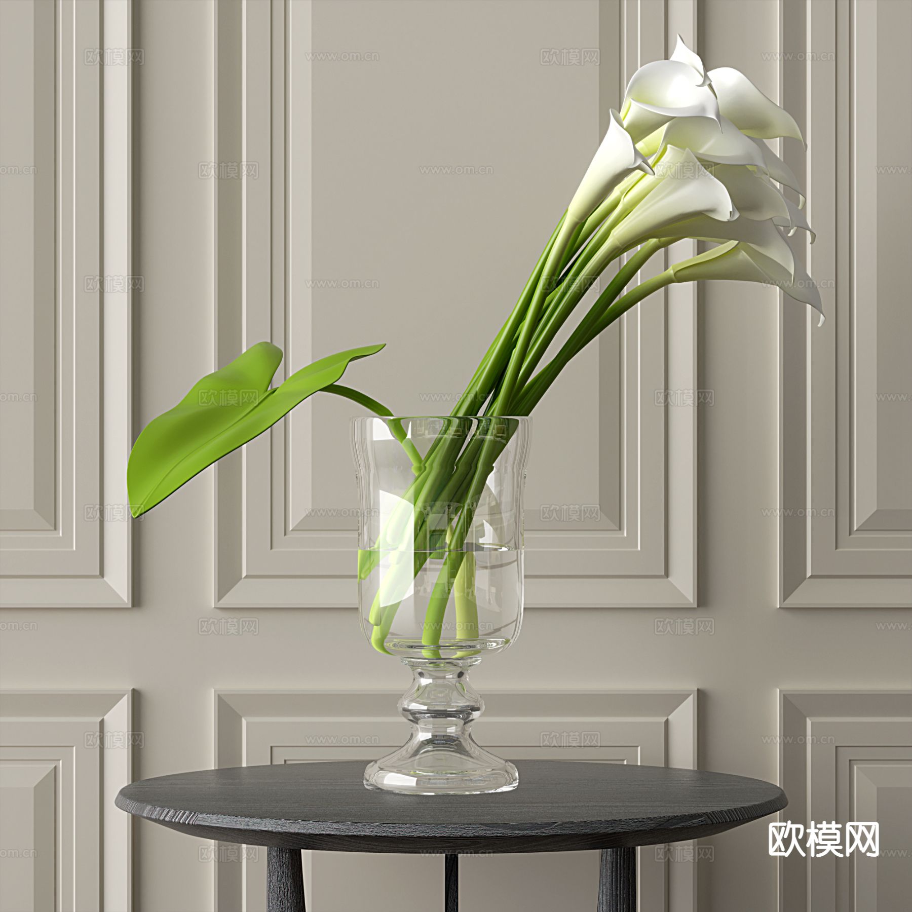 现代花瓶 花艺 插花 马蹄莲3d模型