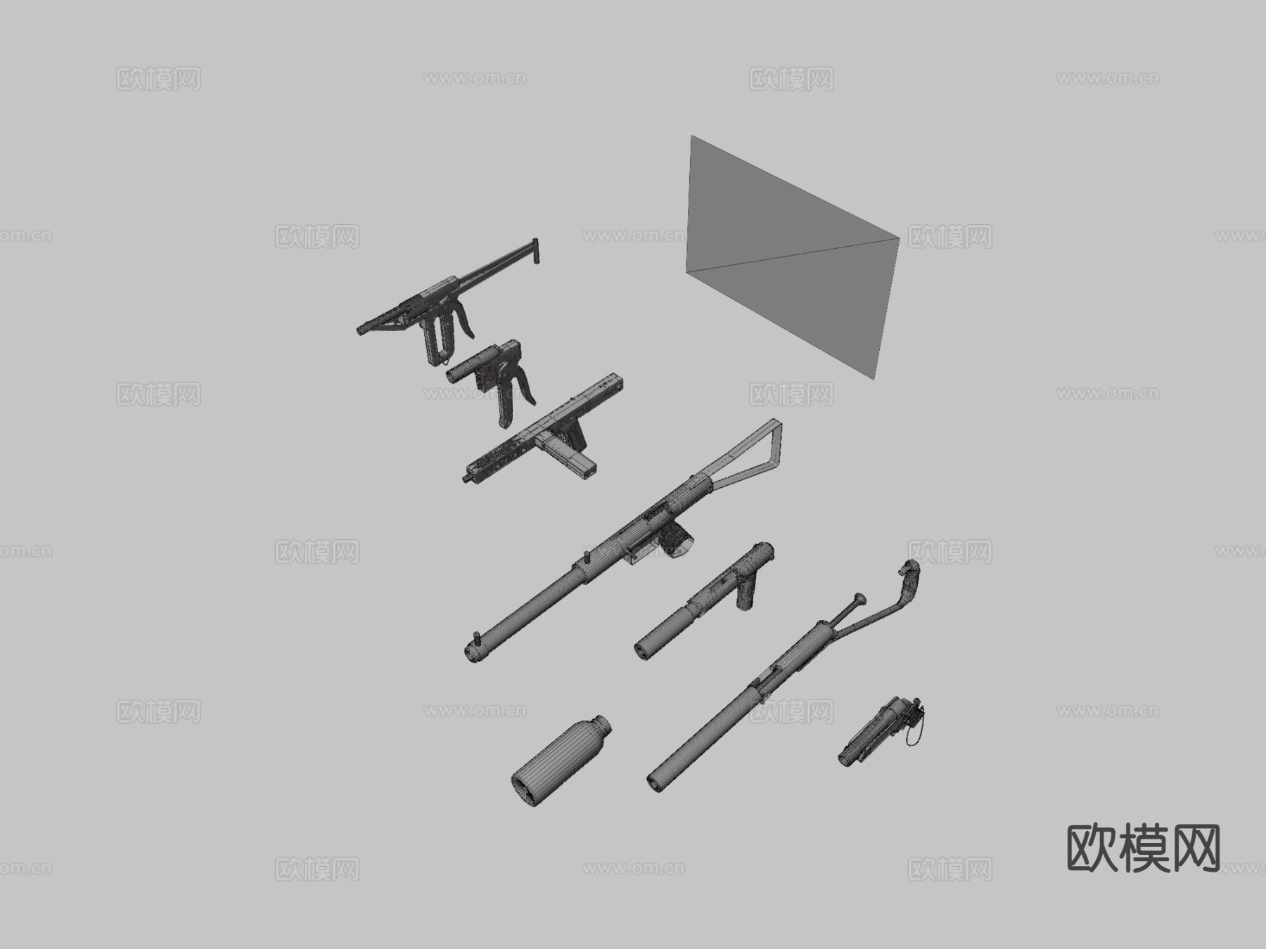 自制枪械包 枪支配件su模型下载（渲染图3）